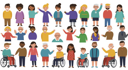 Diverse community vector illustration for social awareness design in flat style