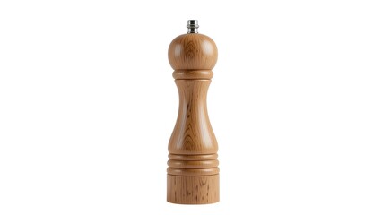 Wooden pepper mill grinder spice kitchen cooking tool condiment seasoning accessory isolated on white background on transparent background