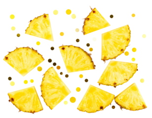 Flat Lay of Pineapple Chunks and Round Candy Confetti, Transparent PNG