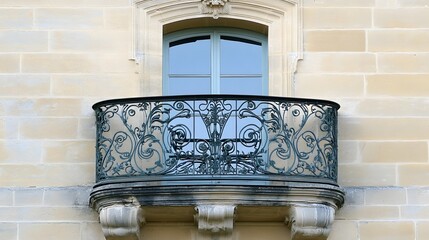 Ornate Balcony Railing on Stone Building Exterior