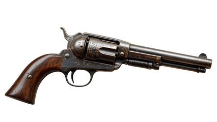 Antique revolver pistol firearm collectible vintage gun western style isolated on white background image on transparent background