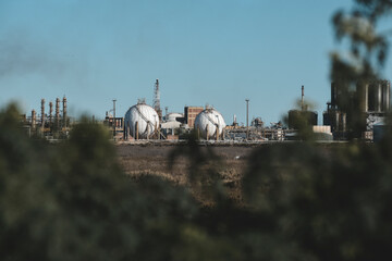 Industrial facilities of the Argentine petrochemical industry, Patagonia, Argentina.