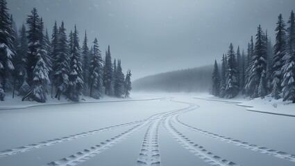 Tracks on the Icy Lake