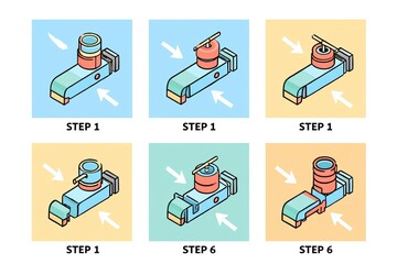 Step-by-step illustration demonstrating the assembly process of a mechanical device, showcasing clear instructions and visual guidance for effective understanding and execution of the task