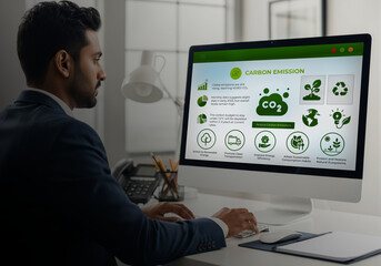 Monitoring Carbon Emissions A Business Approach to Sustainability. Green business corporate...