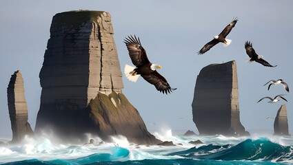 Bird of Prey Above the Waves