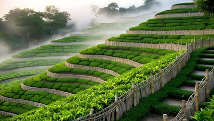 Sunrise Over Tea Fields