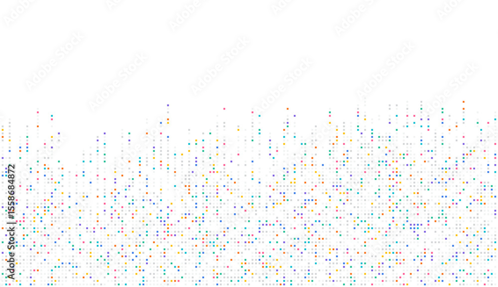 Poster abstract vector of colorful data pixel scatter on white background, ideal for big data visualization