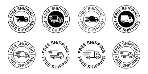 Free Shipping Vector Signs Set. Fast Delivery Icon. Postal Parcel Logo.