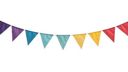 Fototapeta premium Colorful party banner pennant flags decoration for birthday celebration and festive event background image on transparent background