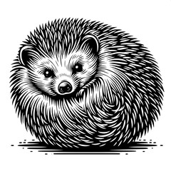 Hedgehog Crouching Outline SVG