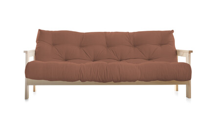 Brown sofa isolated on white. Furniture for living room interior