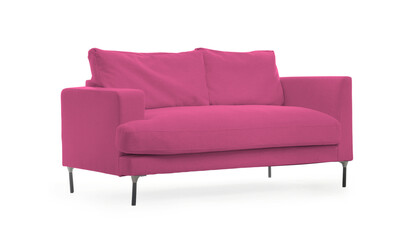 Pink sofa isolated on white. Furniture for living room interior