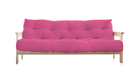 Pink sofa isolated on white. Furniture for living room interior