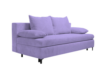 Pastel purple sofa isolated on white. Furniture for living room interior