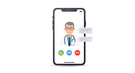 Doctor on Smartphone Screen During Telemedicine Consultation.