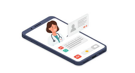 Doctor on Smartphone Screen for Telemedicine Consultation.