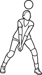 Fototapeta premium volleyball player line art vector illustration, isolated on white