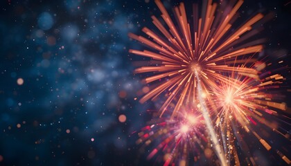 Fireworks with Blurred Milky Way Background Creating a Magical Night Sky Celebration Scene