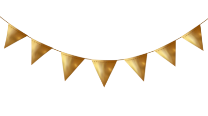Shiny gold banner ribbon with elegant curve decorative metallic scroll style for celebration or announcement design isolated on white background