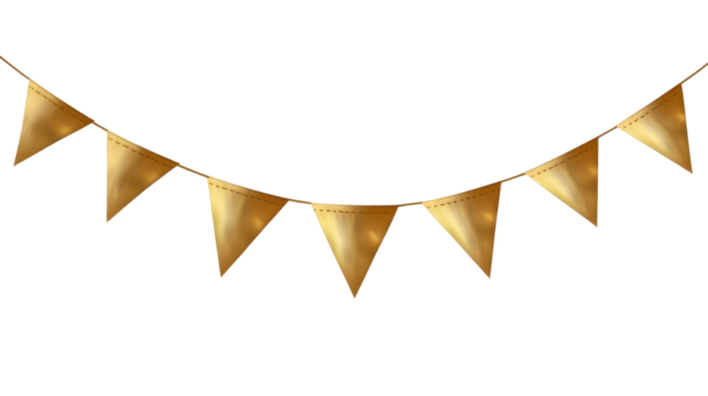 Shiny gold banner ribbon with elegant curve decorative metallic scroll style for celebration or announcement design isolated on white background