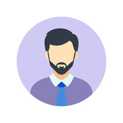 Professional Man Avatar Icon. Bearded Businessman, User Profile, or Office Worker Vector