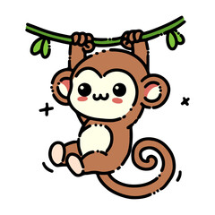 Cute monkey vector hand darwn vector Illustration