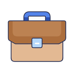 Professional Briefcase Vector Icon with Brown Leather and Blue Handle for Business and Work