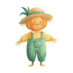 Cute Pumpkin Scarecrow Illustration