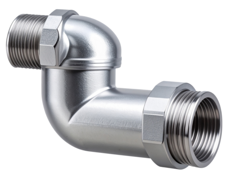 Metal Elbow Pipe Fitting with Threaded Ends, Transparent PNG - Powered by Adobe