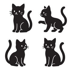 A charming and simple silhouette illustration of a cute cat, perfect for various design projects. This clean graphic features a playful feline form, ready to add a touch of whimsy.