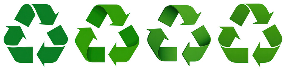 Obraz premium Recycling symbol set with green arrows representing eco friendly and sustainable environmental concepts