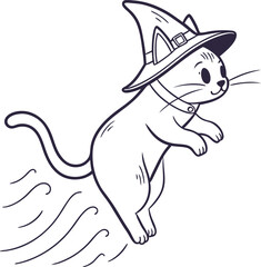 Playful vector illustration of a cute cartoon cat chasing a mouse