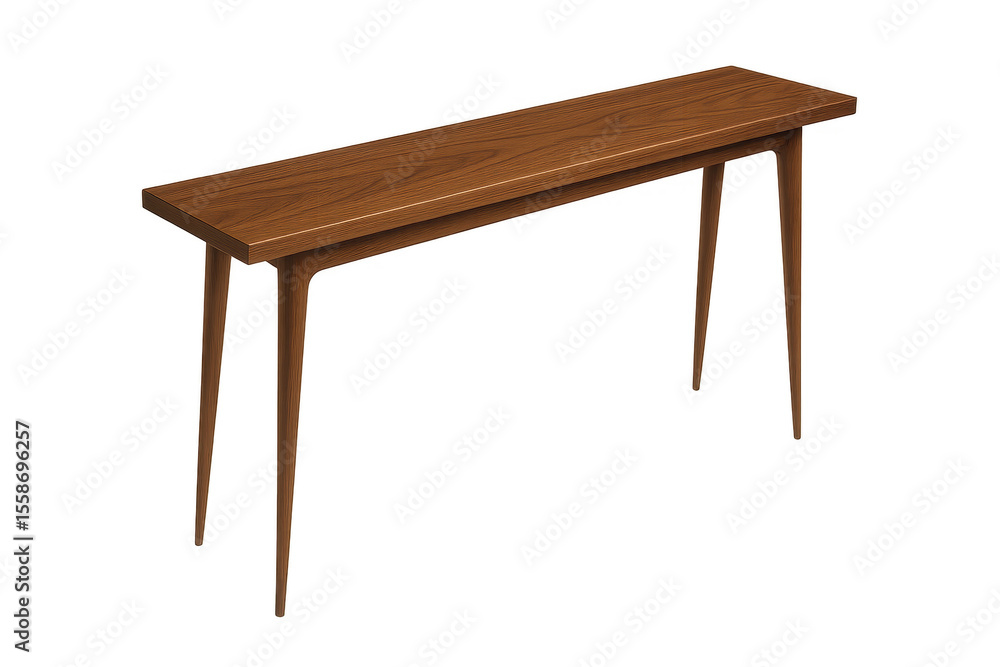 Poster wooden console table isolated on transparent background, furniture design rendering