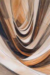 This abstract sketch features a series of flowing, intertwining shapes rendered in warm tones of brown and cream. The dynamic movement invites deep contemplation and interpretation