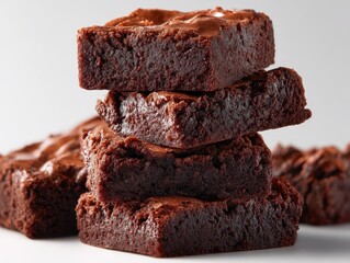 Delicious Chocolate Brownies Stacked with Rich Texture and Moist Interior, Perfect for Dessert Lovers and Baking Enthusiasts Alike