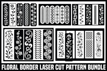 Floral Pattern Lesar-Cut Nail Art Stencil Bundle