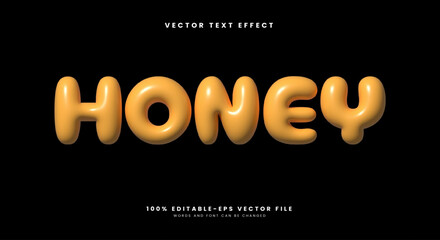 Glossy honey inflated font Style 3d editable text effect template