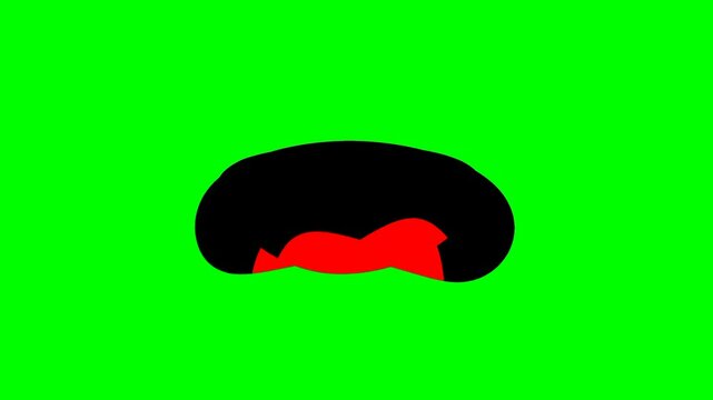 Simple animation of cartoon mouth talking with various movements on green screen background. Suitable for anime, comics and videos. Very high resolution.