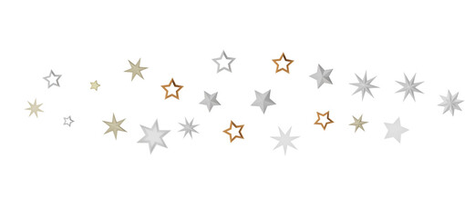 Beautiful image of gold and silver stars on white. Perfect for holiday designs.