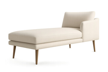 Elegant chaise lounge isolated on transparent background, cream upholstery