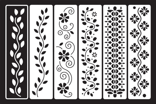 Floral Pattern Lesar-Cut Nail Art Stencil Bundle