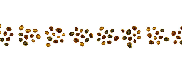 golden and silver eggs isolated on white background with shadow. Easter eggs