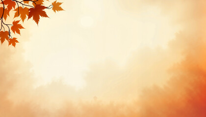 Autumnal gradient with maple leaves, with space for text
