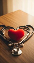 Heart Health A Stethoscope and Red Heart Symbol of Cardiovascular Care