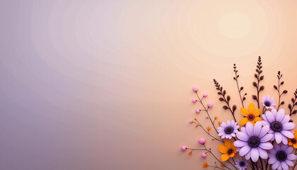 Floral arrangement on a gradient background, with space for text
