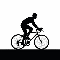 Obraz premium Silhouette of Cyclist Road Bike Rider in Motion