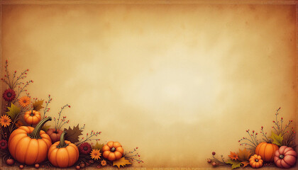 Harvest arrangement on textured background, with space for text