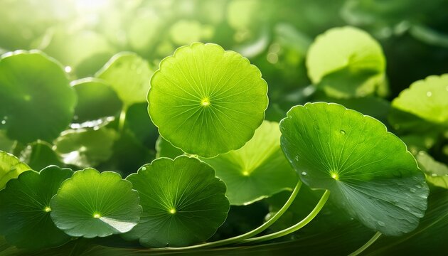 water pennywort or centella asiatica leaf close up