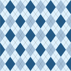Blue Argyle Plaid Seamless Pattern – Classic Diagonal Check Design